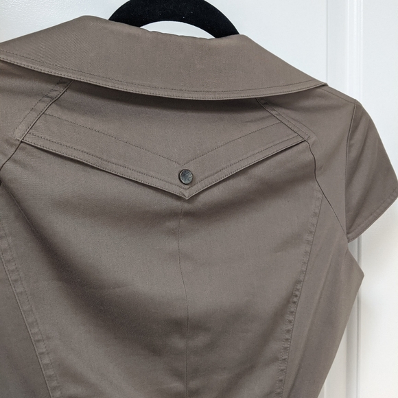 CREMIEUX Khaki Tan Brown Short Sleeve Belted Dress - Picture 5 of 11